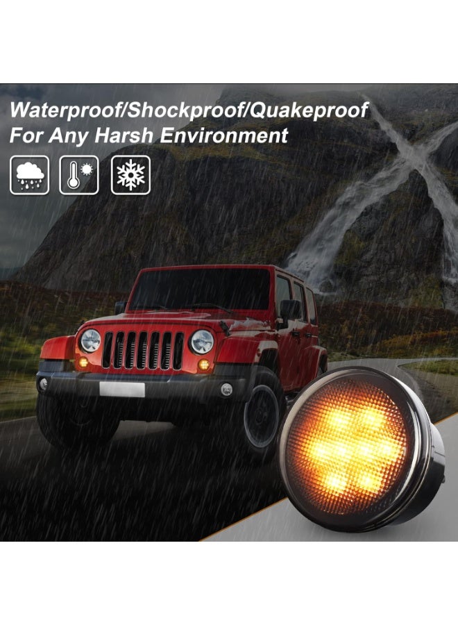 JK تحول إشارة أضواء عدسة الدخان Amber LED مؤشر الشواية الأمامية أضواء موقف السيارات لجيب رانجلر JK JKU 2007-2017 - Image 5